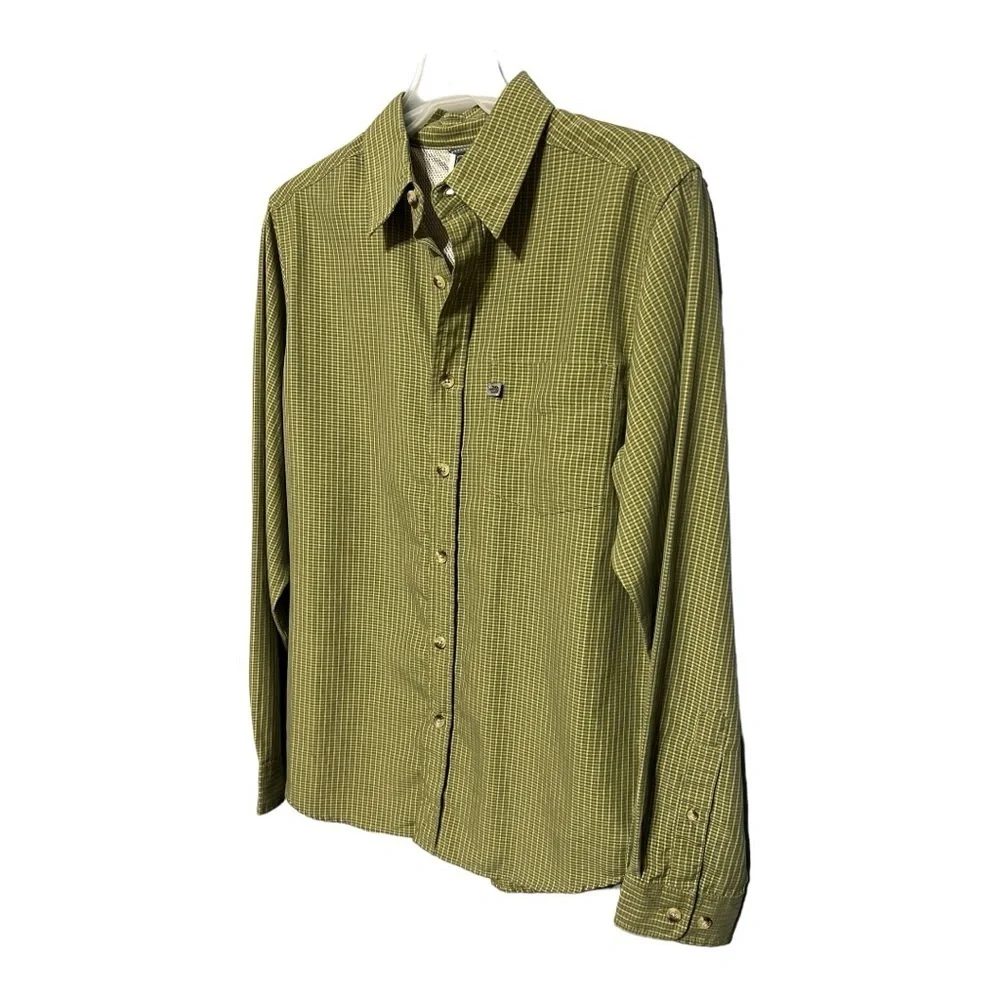 The North Face Plaid Long Sleeve Button Front Shirt Green Men’s Small